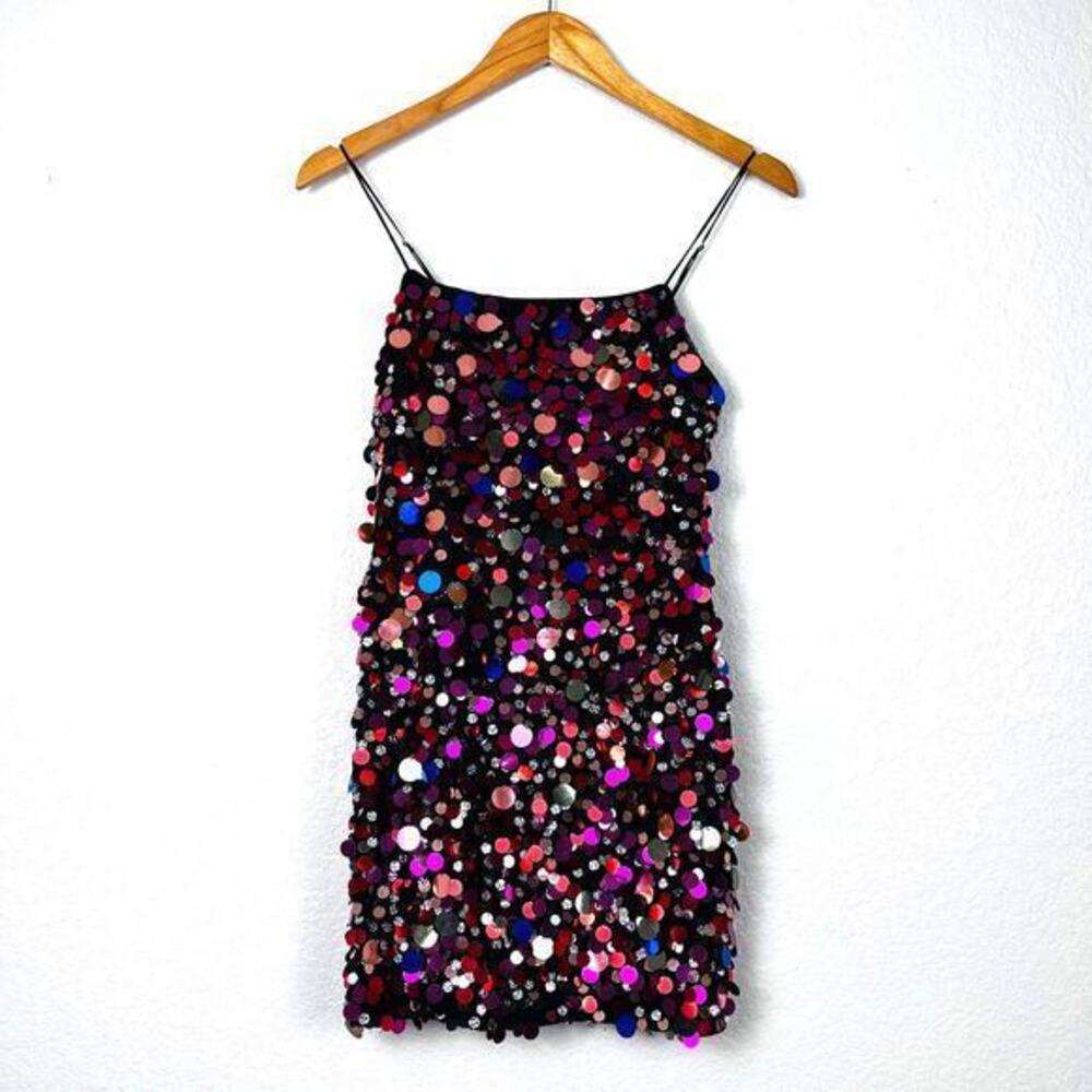 Lovers + Friends Chloe Mini Dress Womens XXS Colorful Paillette Sequin Party NYE